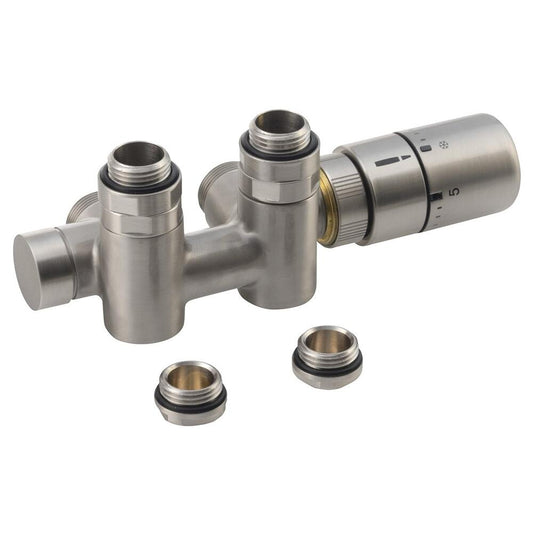 TWIN COMBI Thermostat-Anschlusset für Mittelanschluss, rechts, Edelstahl matt