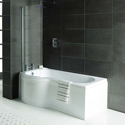 Raumspar Badewanne Skali mit Duschzone 167,5x85/75cm links weiß Komplett-Set