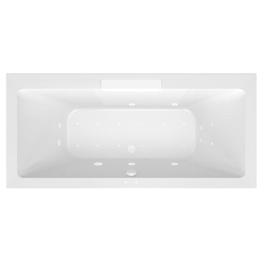 CASCATA Whirlpool-Badewanne, 185x85x45cm, Kaskade Weiß, Active Hydro-Air, Chrom