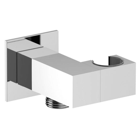 Brausehalter eckig, drehbar, mit Schlauchanschluss, Chrom
