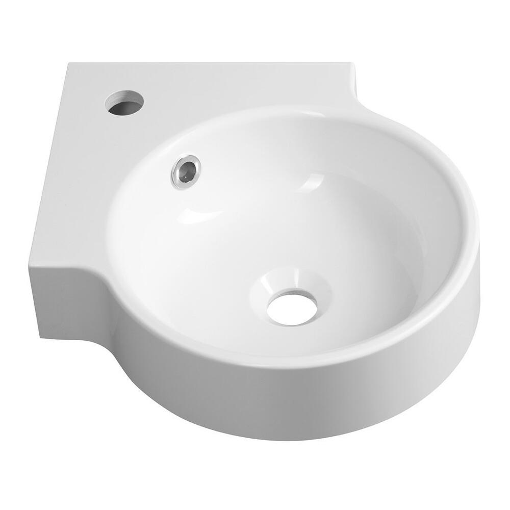 KAORI Gussmarmor Eck-Waschtisch 38x38cm, weiß