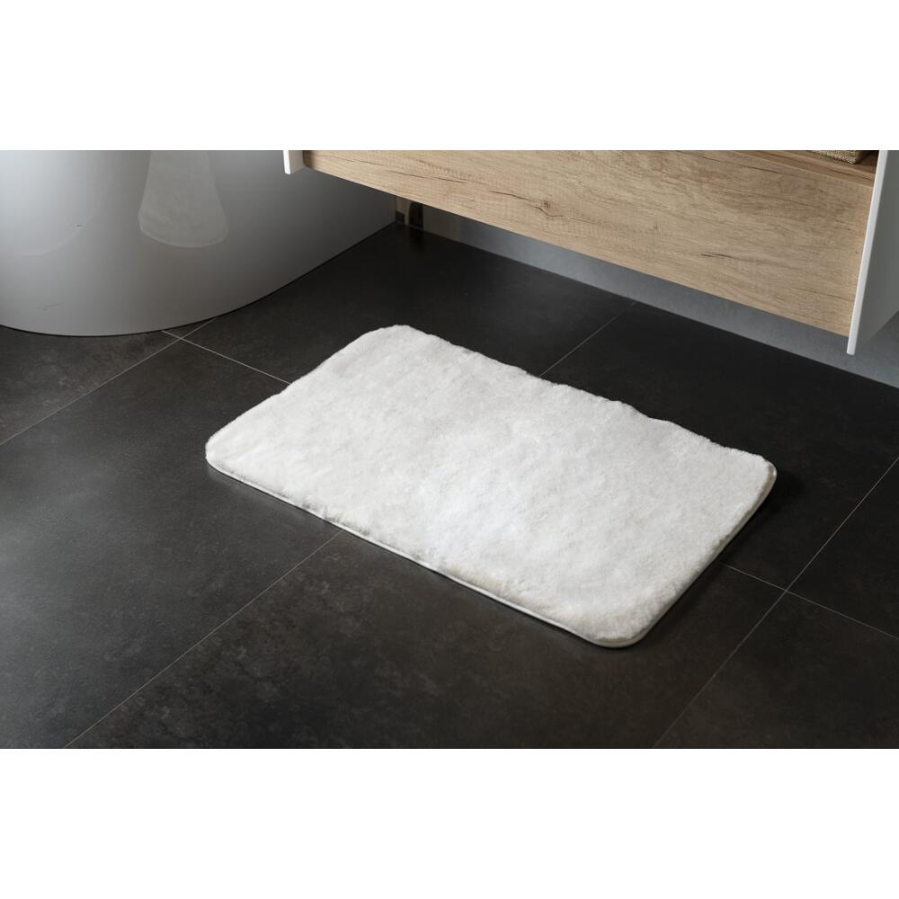 FUZZY Badematte, 50x80cm, 100% Polyester, Anti-Rutsch, Weiß