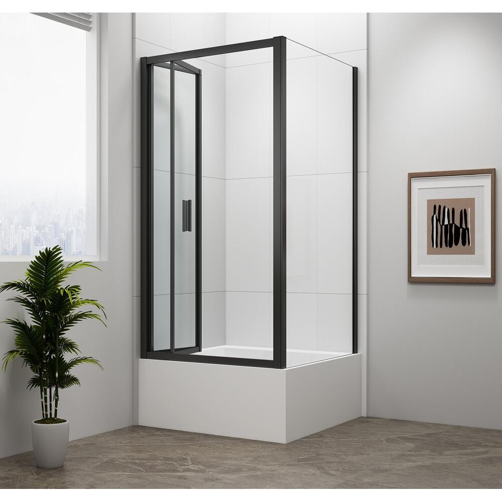 DEEP BLACK Rechteckige Duschkabine 1000x900mm L/R Variante, Klarglas