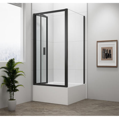 DEEP BLACK Rechteckige Duschkabine 1000x900mm L/R Variante, Klarglas