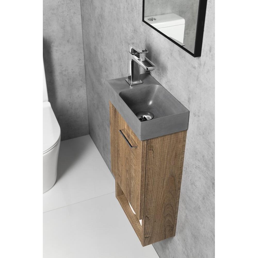 PICCOLINO Beton-Waschbecken 30,8x17cm, Wasserhahn linken, Grau matt