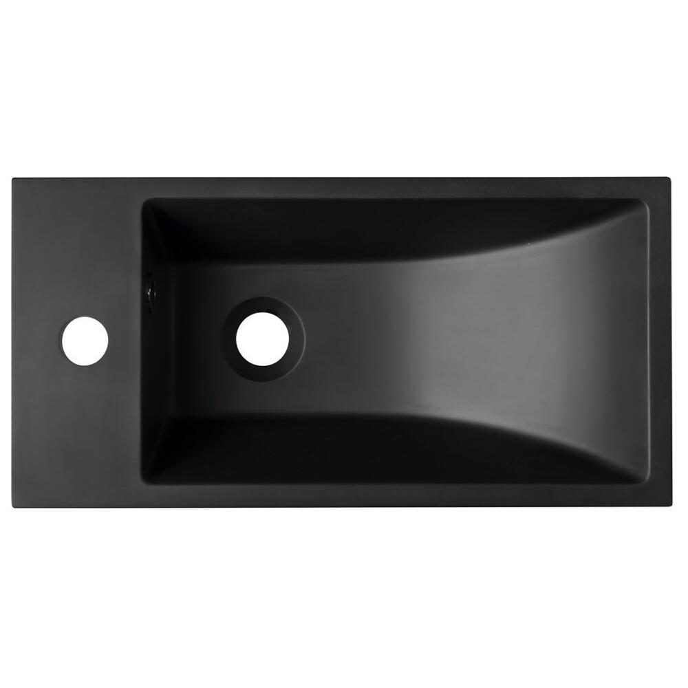 ARIANA Gussmarmor-Waschtisch 50x25cm, links, schwarz matt