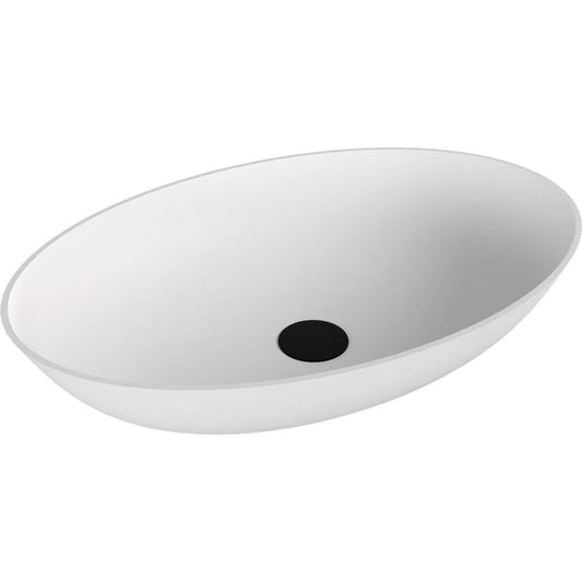BANERA OVAL Waschbecken zum Aufsetzen, Gussmarmor, 60x40cm, Weiß matt