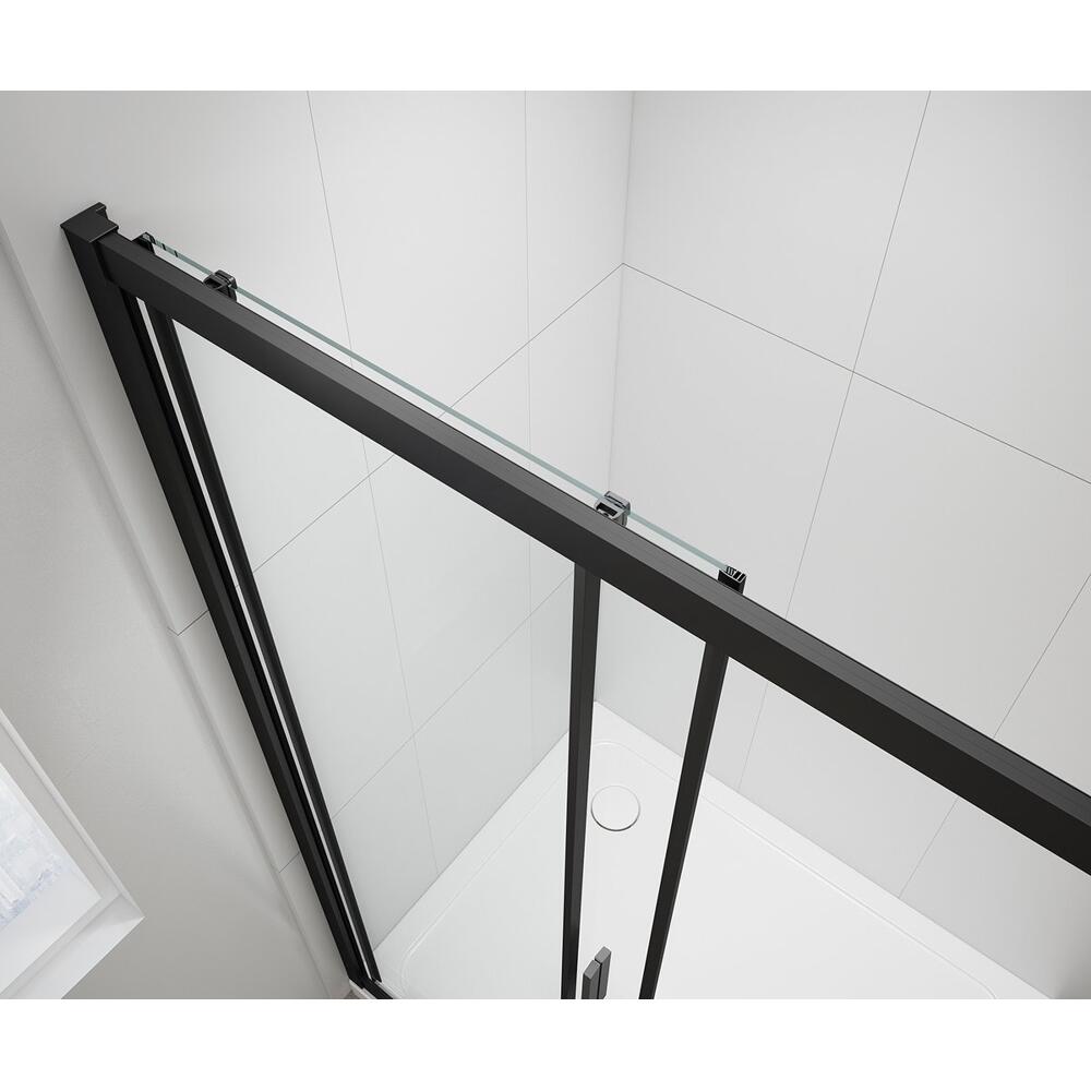 EASY BLACK Nischentür 1300mm, Klarglas, schwarz matt