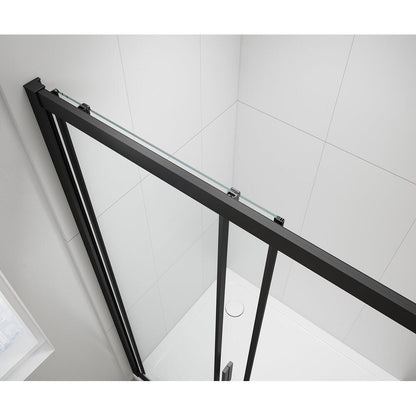 EASY BLACK Nischentür 1300mm, Klarglas, schwarz matt