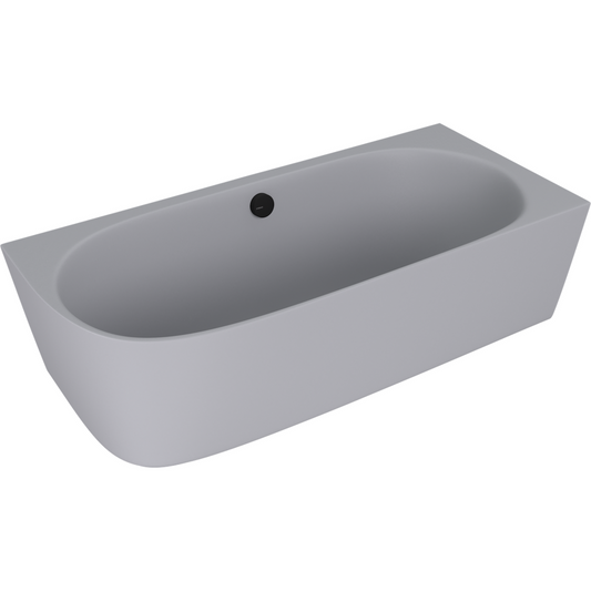 SUSSI R Freistehende Eckwanne, Gussmarmor 160x70x49,5cm, Grau matt