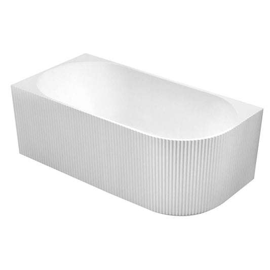 TIBERA Strip L Eckbadewanne, 170x80cm, Wellenpaneel, Weiß