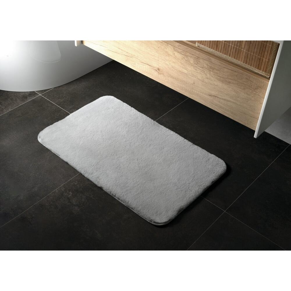 FUZZY Badematte, 50x80cm, 100% Polyester, Anti-Rutsch, Grau