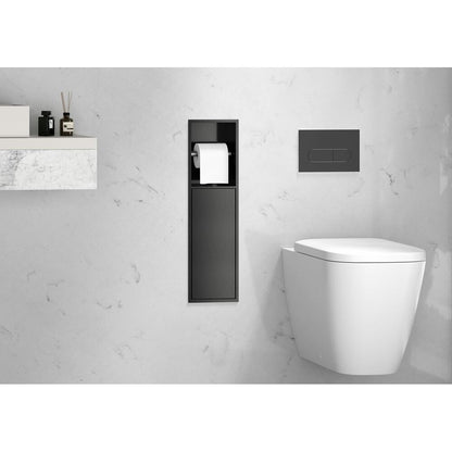 DENBO Unterputz-Toilettenpapierhalter, 600x170mm, Edelstahl, gun metal