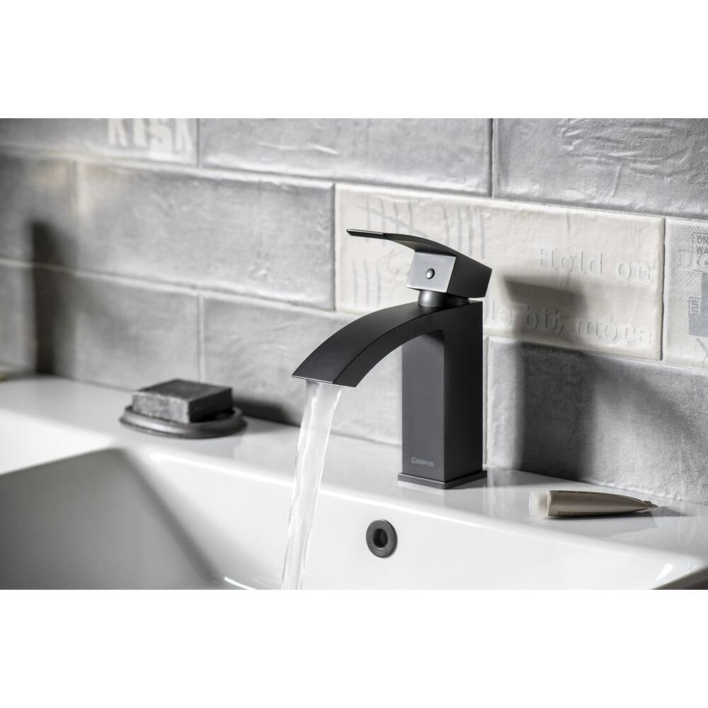 GINKO 35 Waschtischarmatur, WASSERSPAR-Kartusche, Schwarz matt