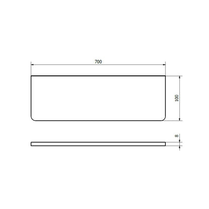 Ablage 700x100x8mm, Klarglas