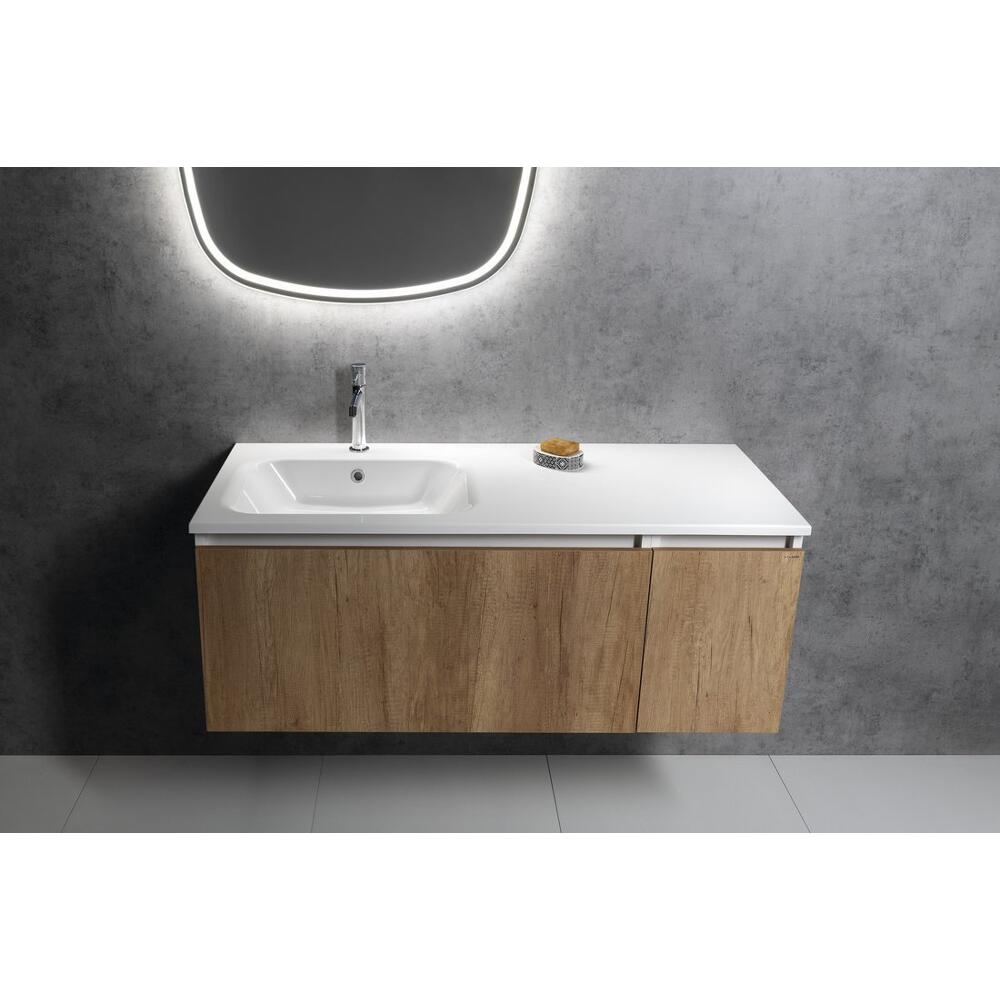 ARECA Gussmarmor-Waschtisch 141x51,5cm, links, weiß