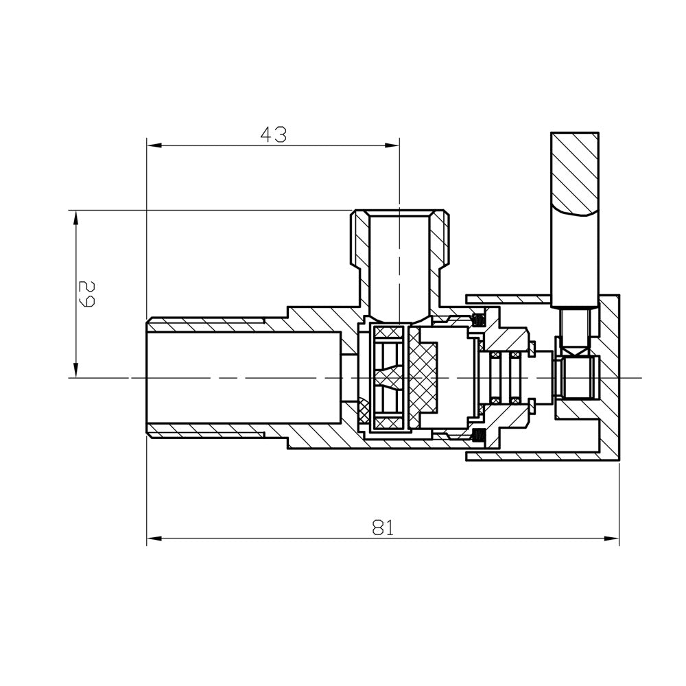 Eck-Kugelventil 1/2"x3/8", Rund, Schwarz matt