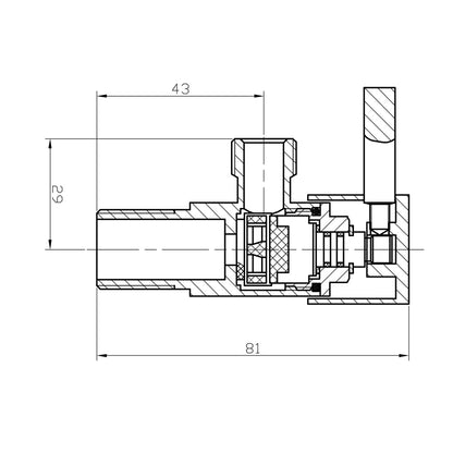 Eck-Kugelventil 1/2"x3/8", Rund, Schwarz matt