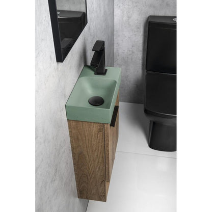 PICCOLINO Beton-Waschbecken 30,8x17cm, Wasserhahn rechten, Grün matt