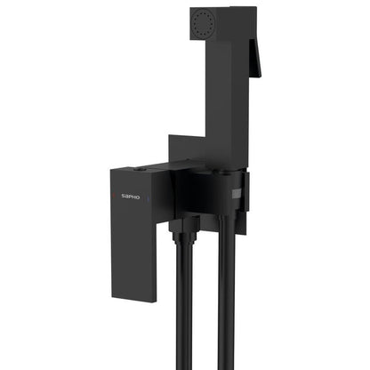 CUBEMIX Bidetarmatur mit Brausestopp, Schwarz matt