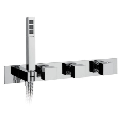 Unterputz-Armatur mit Brausehalter, 2 Wege, eckig, Chrom