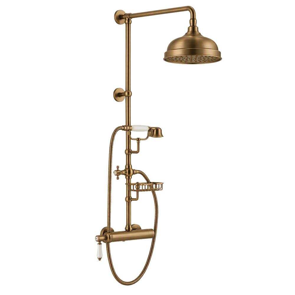VIENNA Duschsäule mit Armatur, Seifenschale, Höhe 1267mm, Bronze