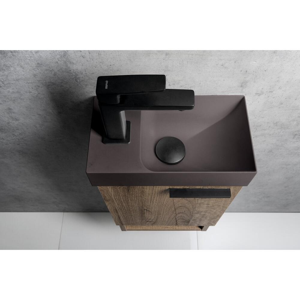 PICCOLINO Beton-Waschbecken 30,8x10x17cm,  Armaturloch links, Dunkelbraun