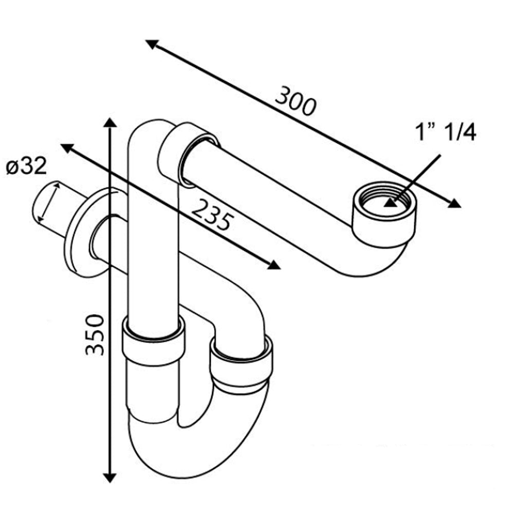 HANDICAP Waschtisch-Siphon, Platzsparend, 5/4"-32mm, Chrom