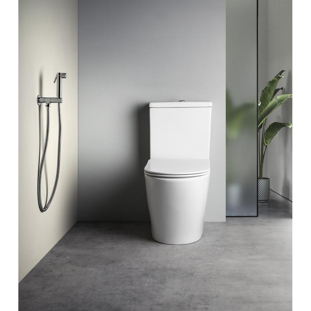 Wandventil mit Handbrause und Sicherheitssperre, rund, Chrom
