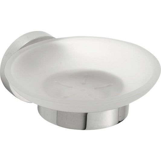 X-ROUND Seifenschale, Milchglas, Chrom
