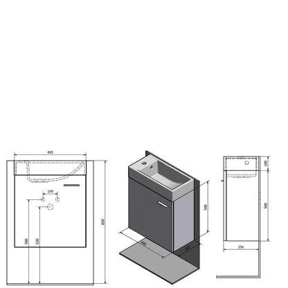 LATUS IV Unterschrank 45x50x23cm, Silbereiche