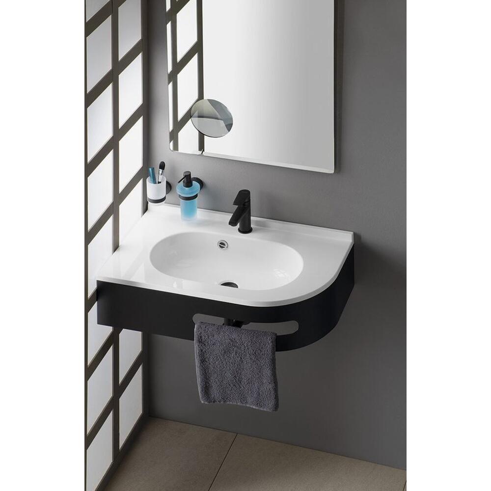 PULSE Gussmarmor-Waschtisch 75x45cm, links, weiß