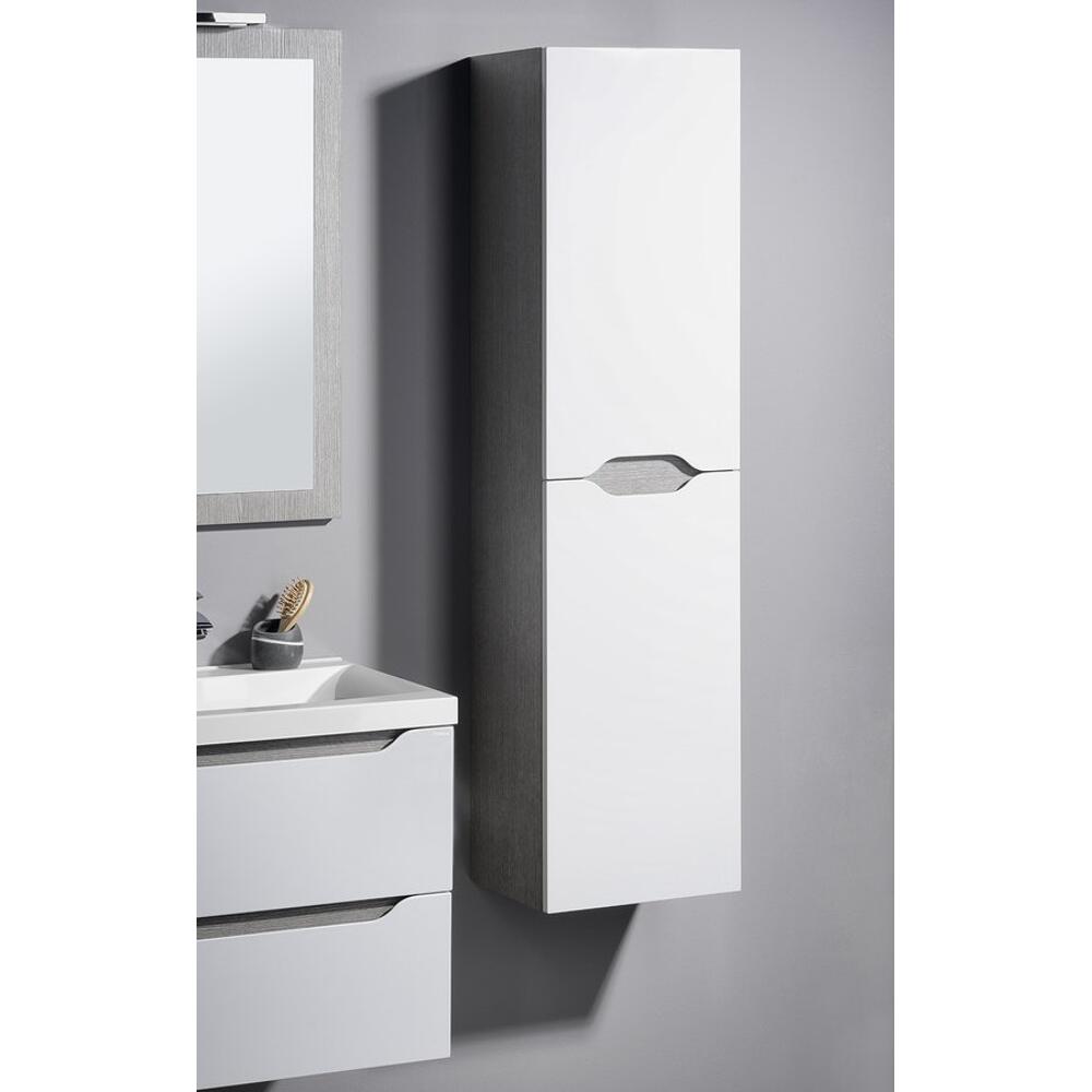 WAVE Hochschrank 35x140x30cm, weiß/Silbereiche