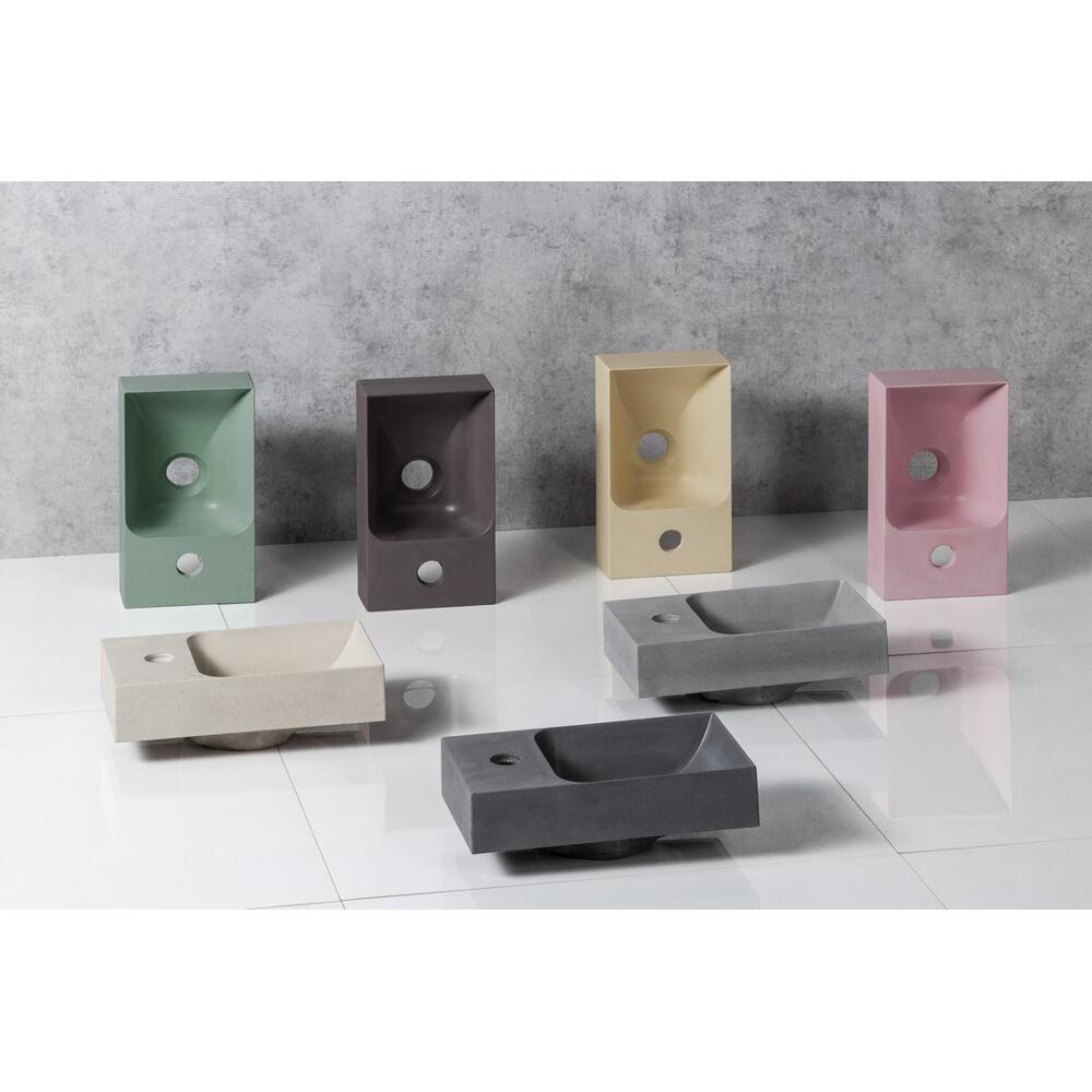 PICCOLINO Beton-Waschbecken 30,8x10x17cm,  Armaturloch links, Dunkelbraun