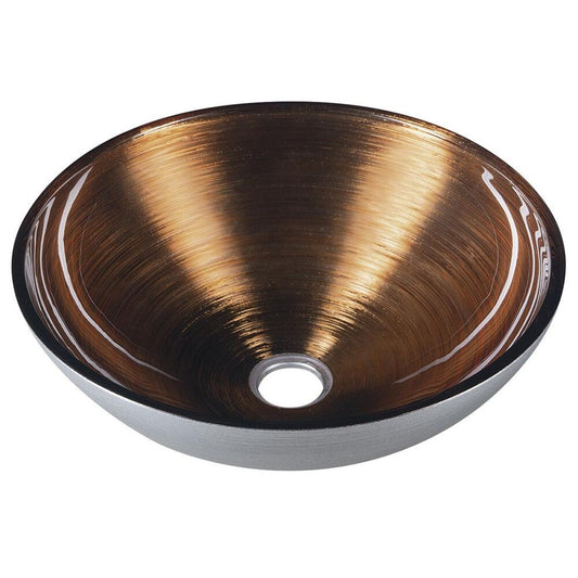 MURANO WENGE Glaswaschbecken zum Aufsetzen, Durchmesser 40cm, Kupfer/Silber