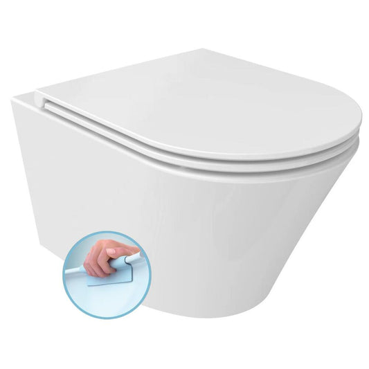 PACO SHORT Hänge-WC, spülrandlos, 36x47,5cm, Weiß