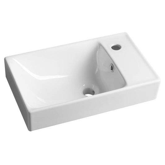 NUALI Keramik-Waschbecken 50x30cm, Armaturloch rechts/weiss