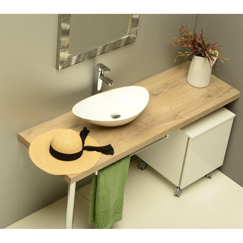 ROSSETA Gussmarmor-Waschtisch zum Aufsetzen 56,4x32,3cm, weiß