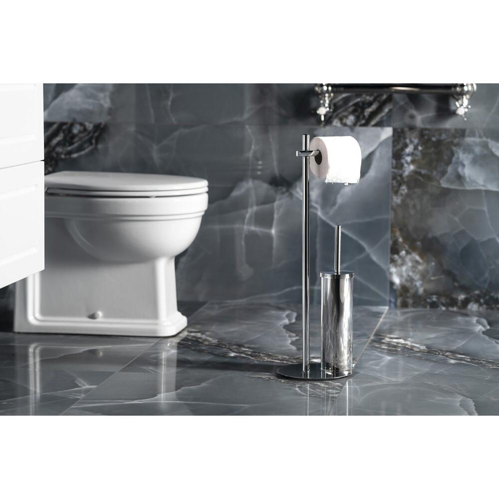CIRCE Toilettenpapierhalter und WC-Bürste, Rund, Chrom