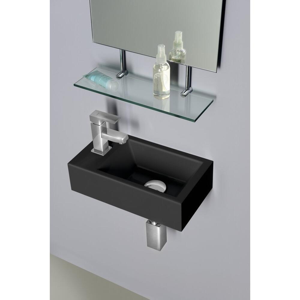AMAROK Gussmarmor-Waschtisch 40x22cm, links, schwarz matt