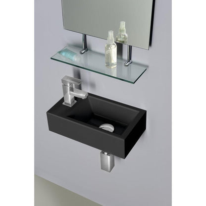 AMAROK Gussmarmor-Waschtisch 40x22cm, links, schwarz matt