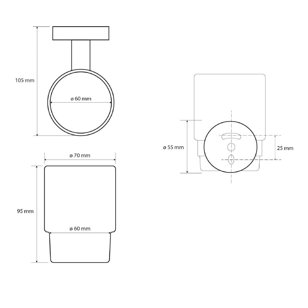 X-ROUND BLACK Glas, Milchglas, Schwarz matt