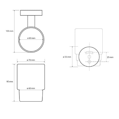 X-ROUND BLACK Glas, Milchglas, Schwarz matt