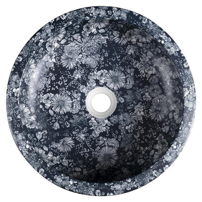 PRIORI Keramik-Waschtisch Ø 41 cm, blaue Blumen