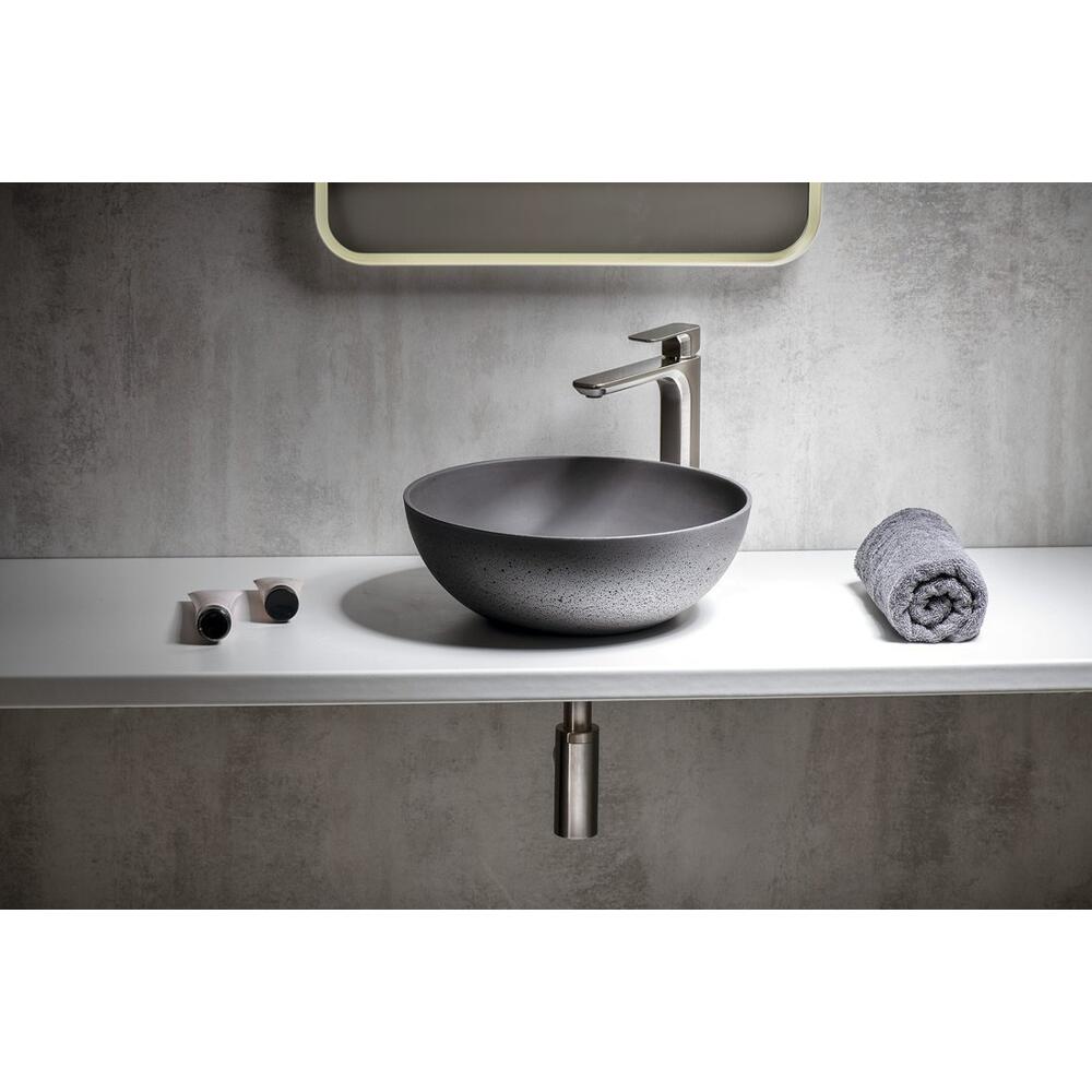 FORMIGO Betonwaschbecken zum Aufsetzen, Durchmesser 39cm, Anthrazit matt