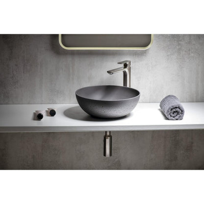 FORMIGO Betonwaschbecken zum Aufsetzen, Durchmesser 39cm, Anthrazit matt
