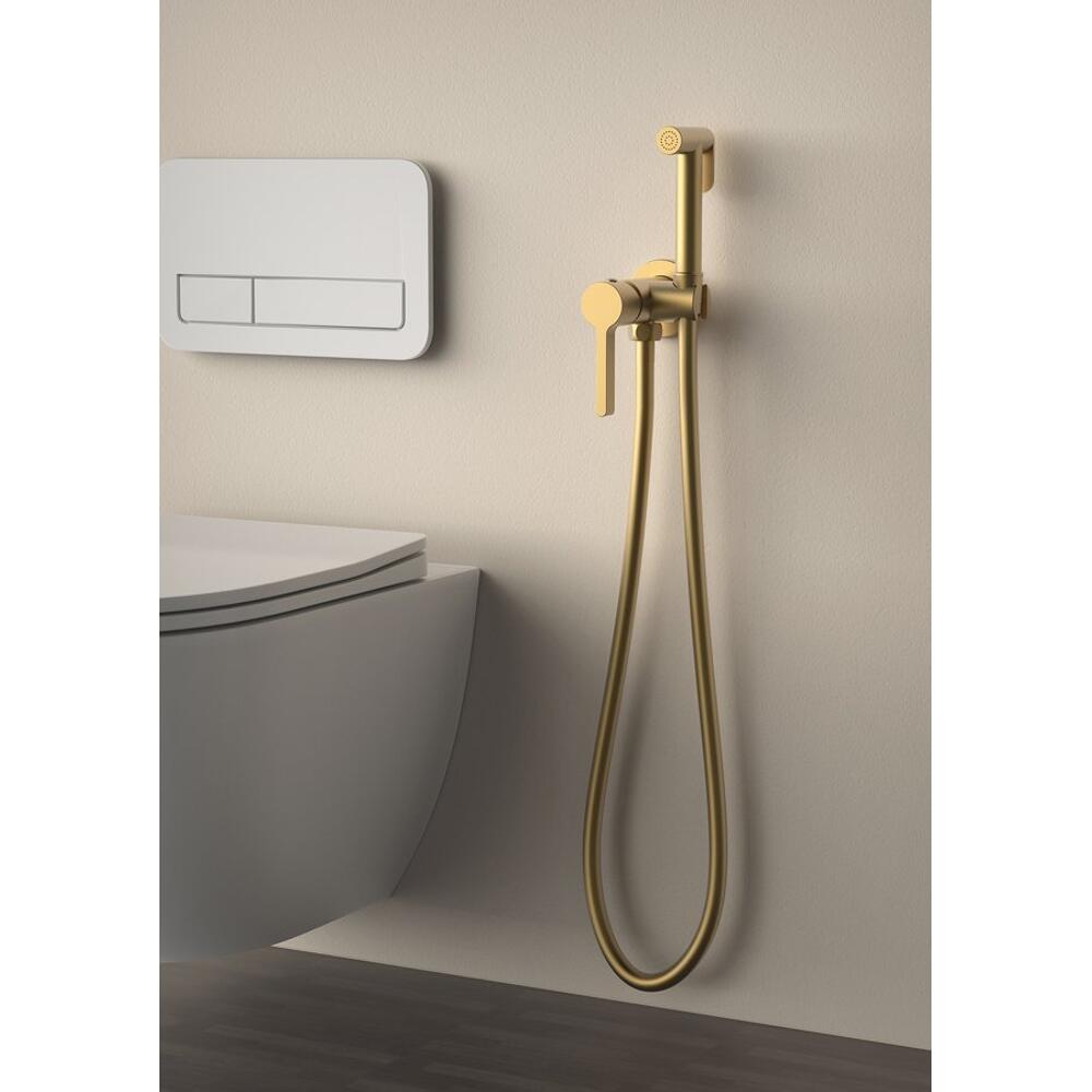 ICONIC Unterputz-Bidetarmatur mit Brausestop, rund, Gold matt
