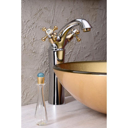 ANTEA Waschtischarmatur, hoch, mit Ablaufgarnitur 245mm,Chrom/gold
