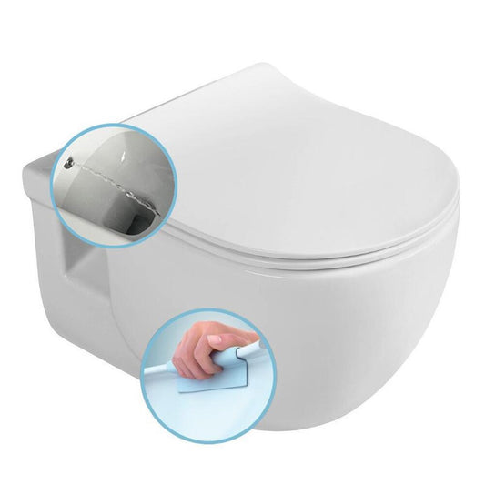 BRILLA CLEANWASH Hänge-WC mit Bidetbrause, spülrandlos, 36,5x53cm, weiss