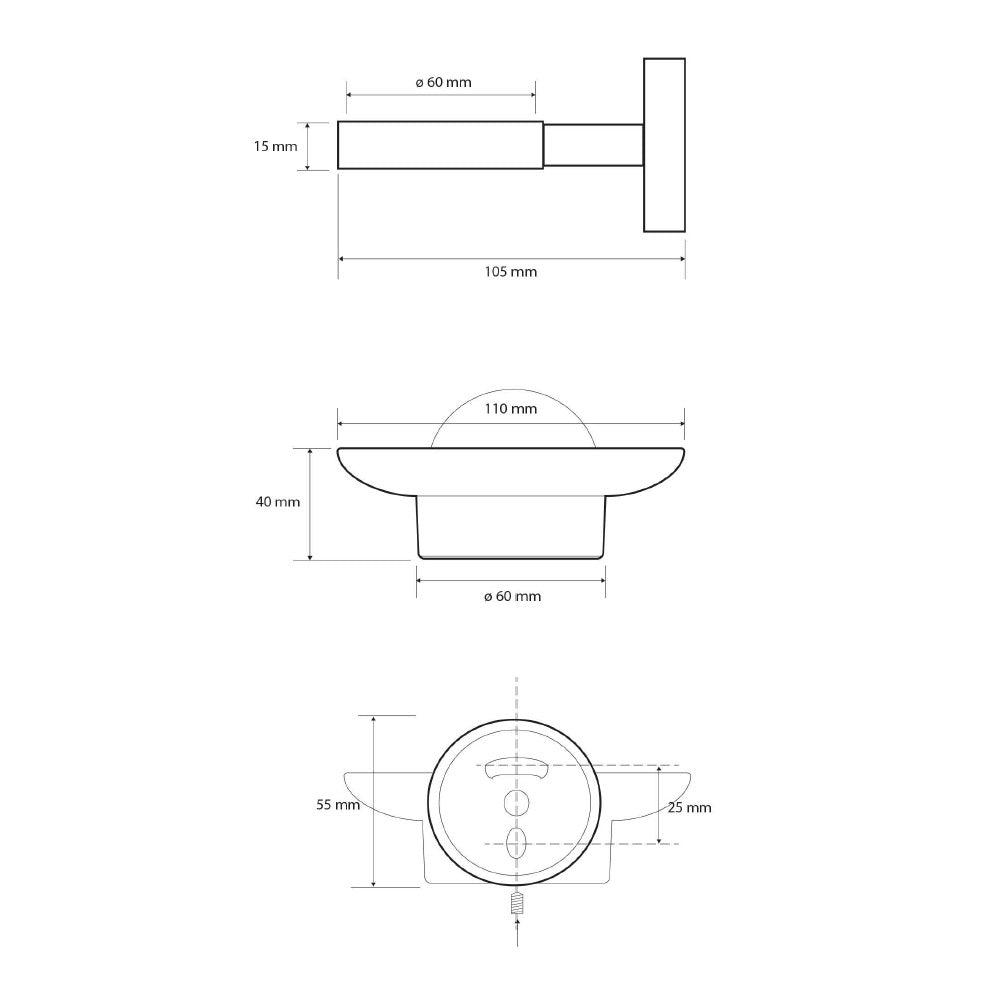X-ROUND BLACK Seifenschale, Milchglas, Schwarz matt